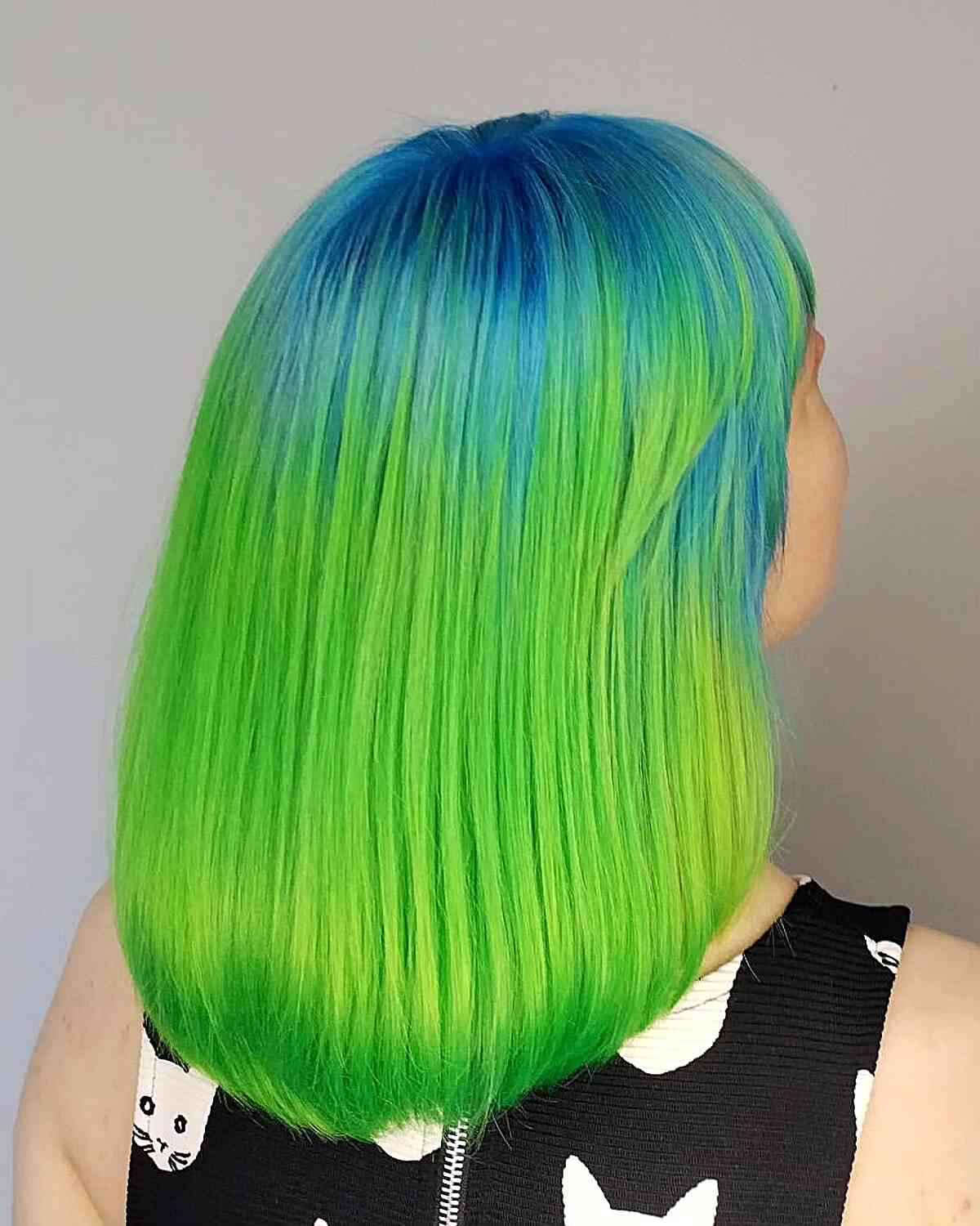 Short Mermaid Green to Neon Green Ombre