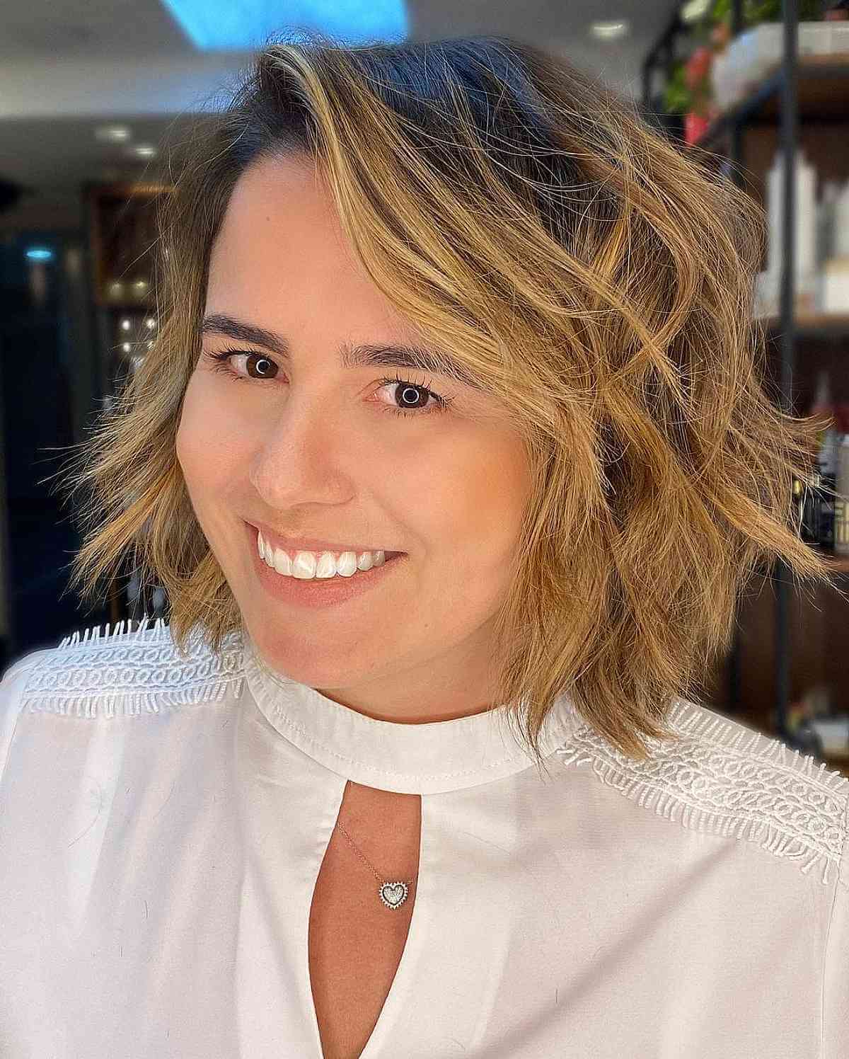 Short Messy Bob with Layers for Thick, Frizzy Hair