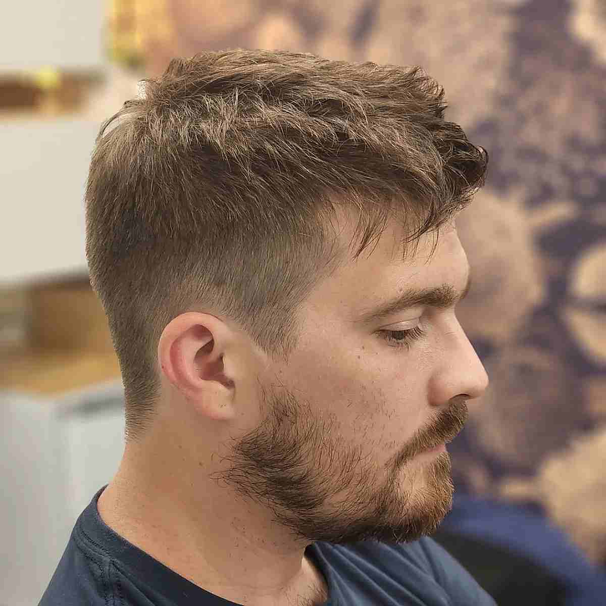 Short Messy Texture on Top with Taper Fade