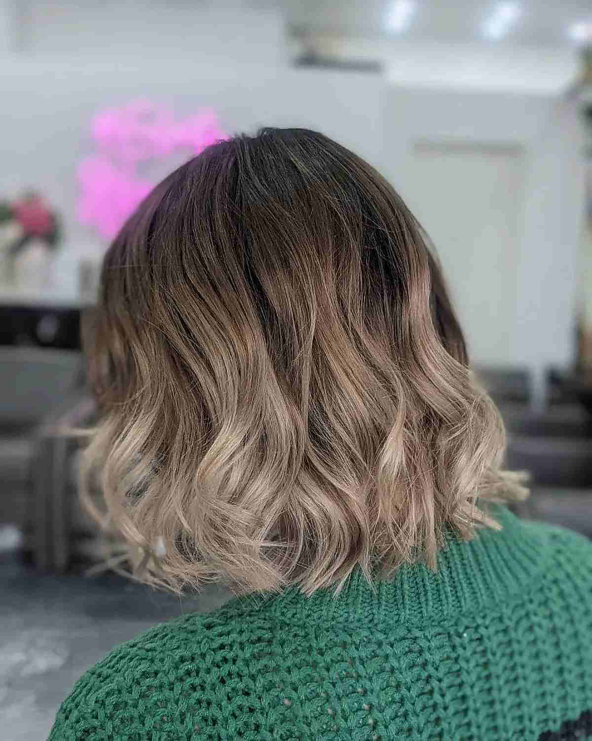 Short Mousy Brown to Light Brown Color Melt Ombre