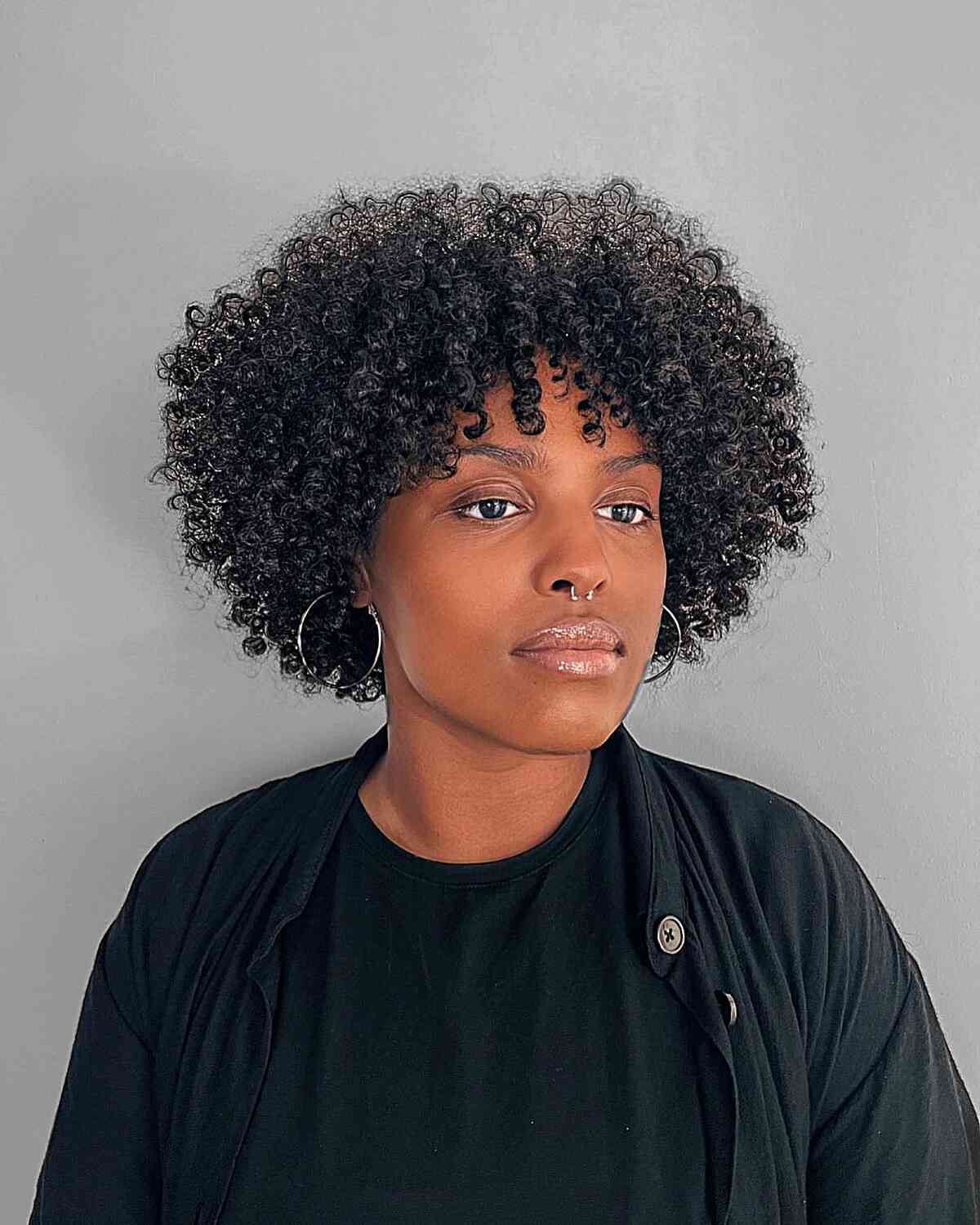 Short Natural Afro Permed Hair for Black Ladies with a Long Face