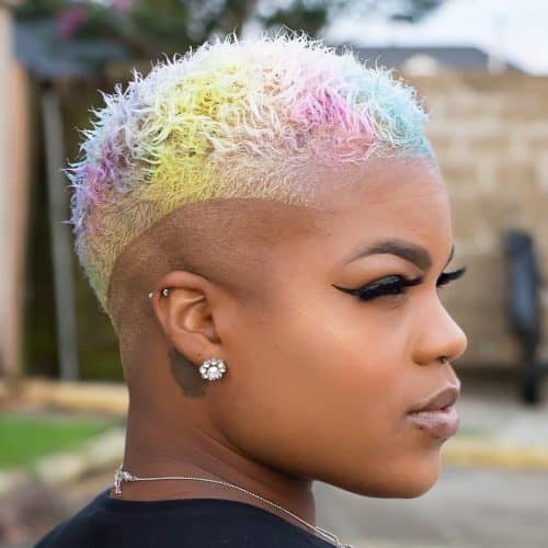 Shaved Sides with Rainbow Highlights