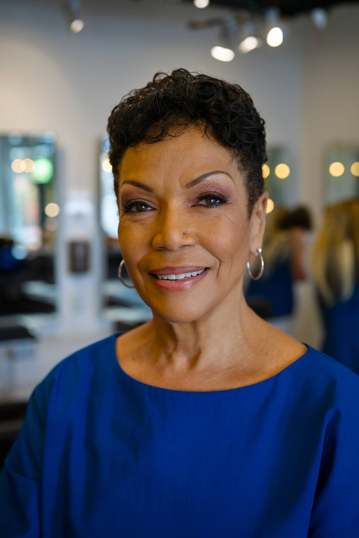 Short natural pixie haircut for black women over 60