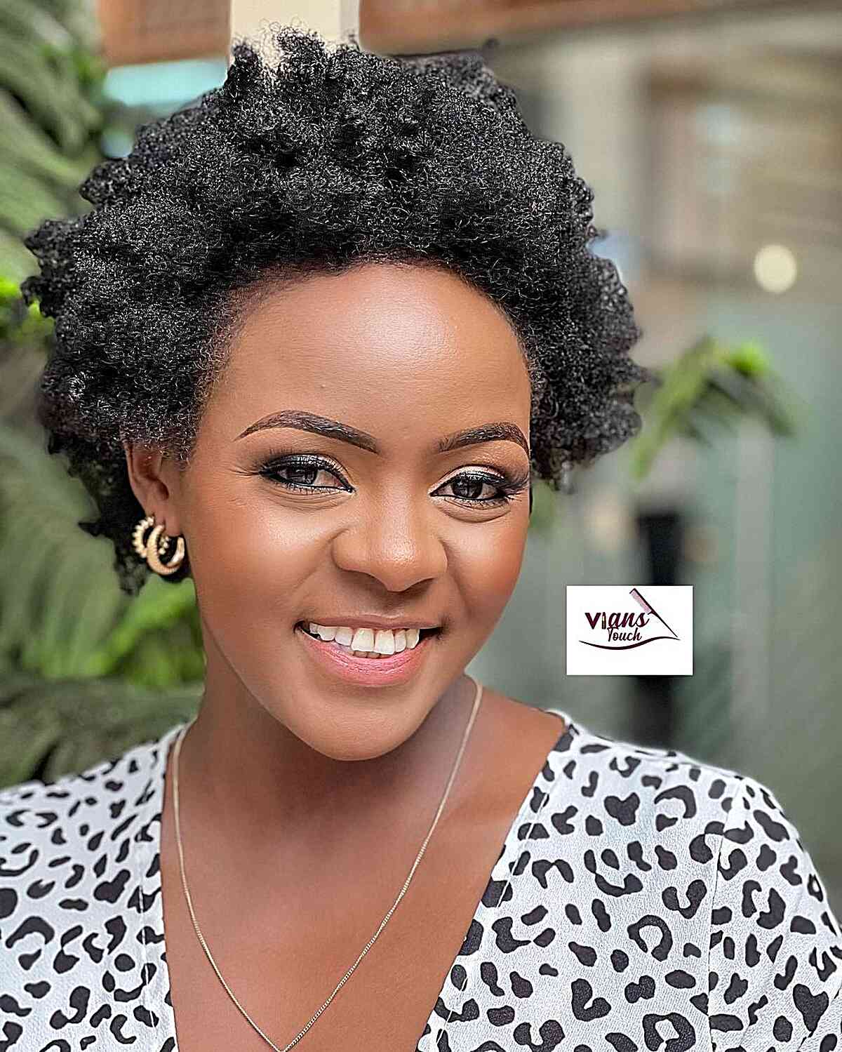Short Natural Rounded Afro for Black Ladies
