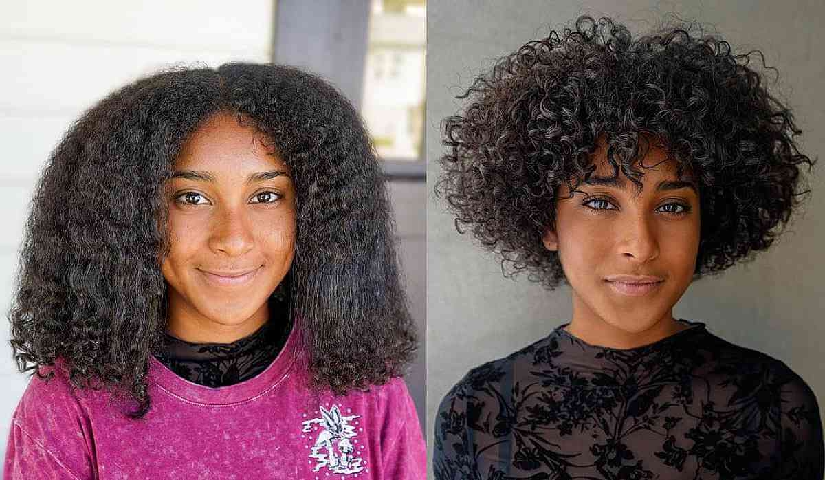 Short naturally black curls hairstyle