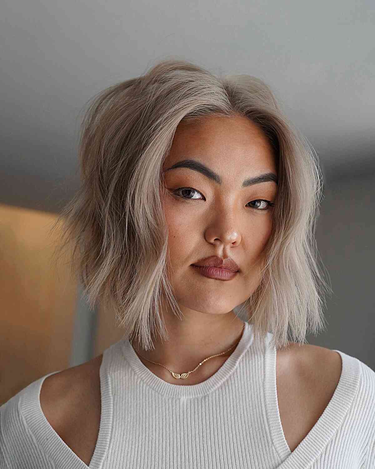 Short Neck-Length Soft Blunt Cut Bob with Invisible Layers