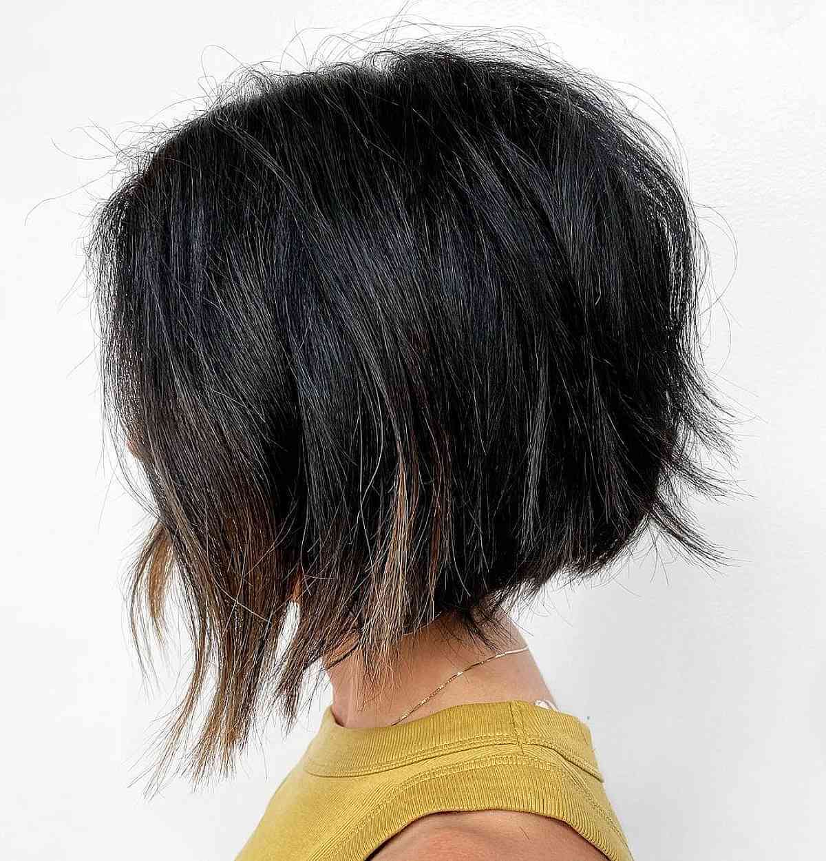 Short Neck-Length Tousled Bob with Jagged Ends