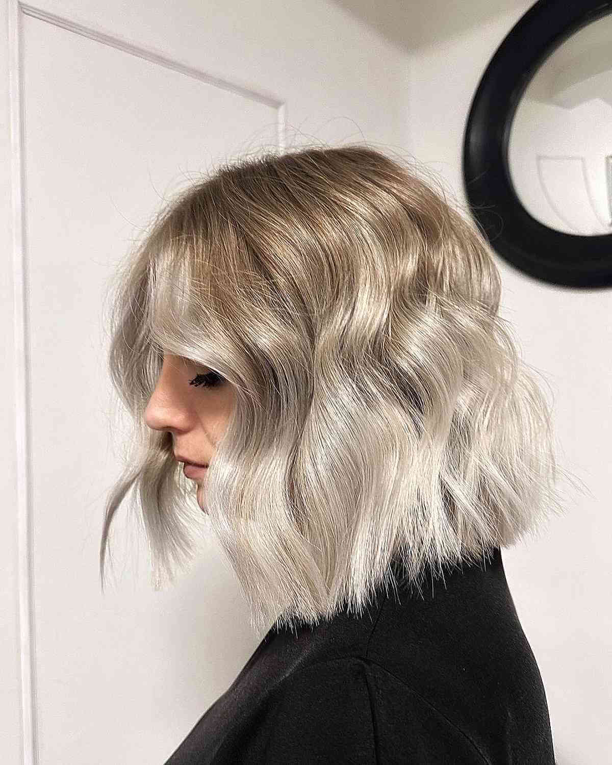Short Ombre Light Brown Roots to Platinum Ends