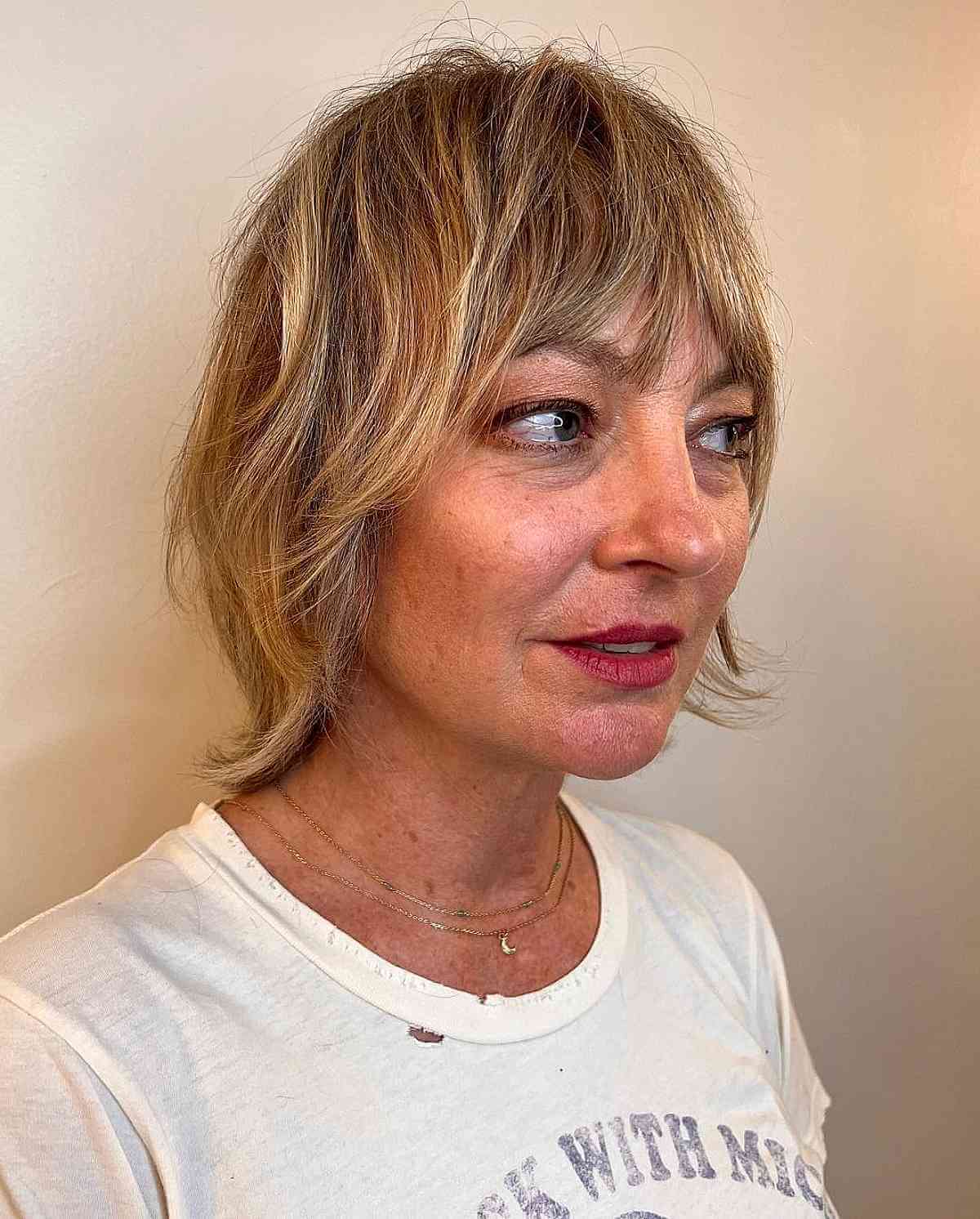 Short Petite Shag with Bangs for Women Over 40