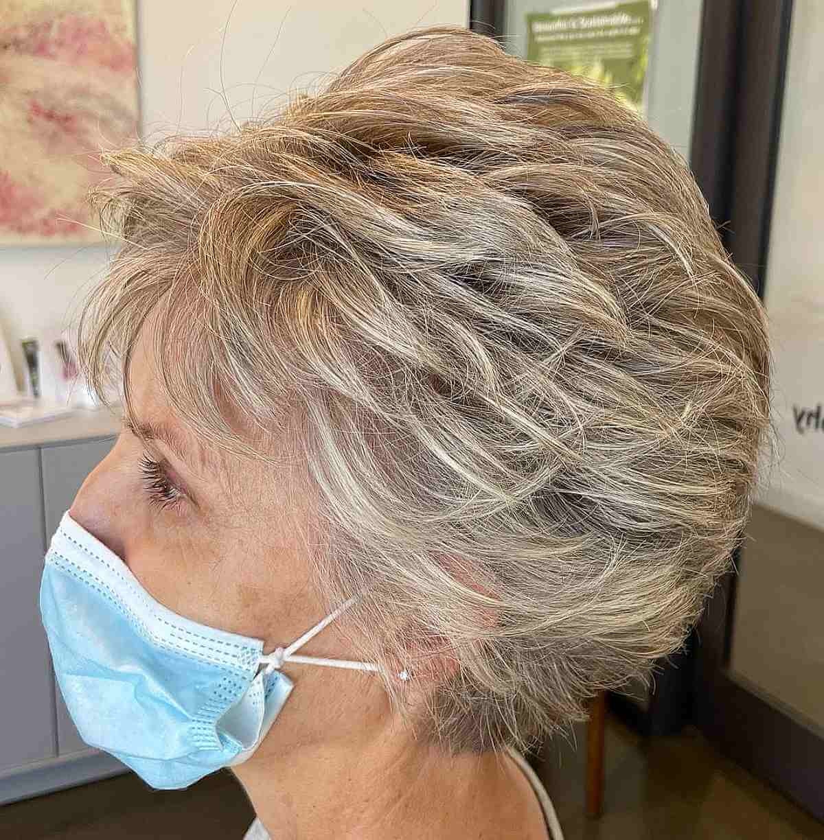 Short Piece-y Haircut with Highlights for Old Ladies