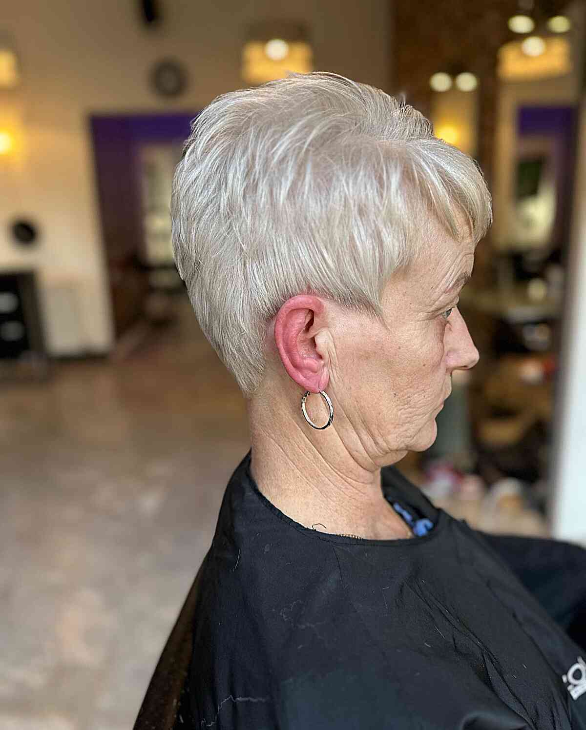 Short Pixie Choppy Crop with Fringe for Thin-Haired Ladies over 60
