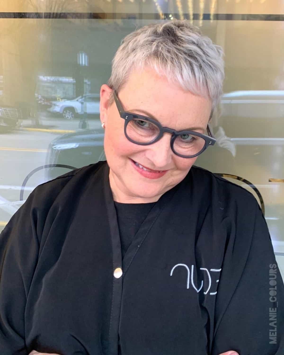 Short Pixie Cut for Older Women with Glasses