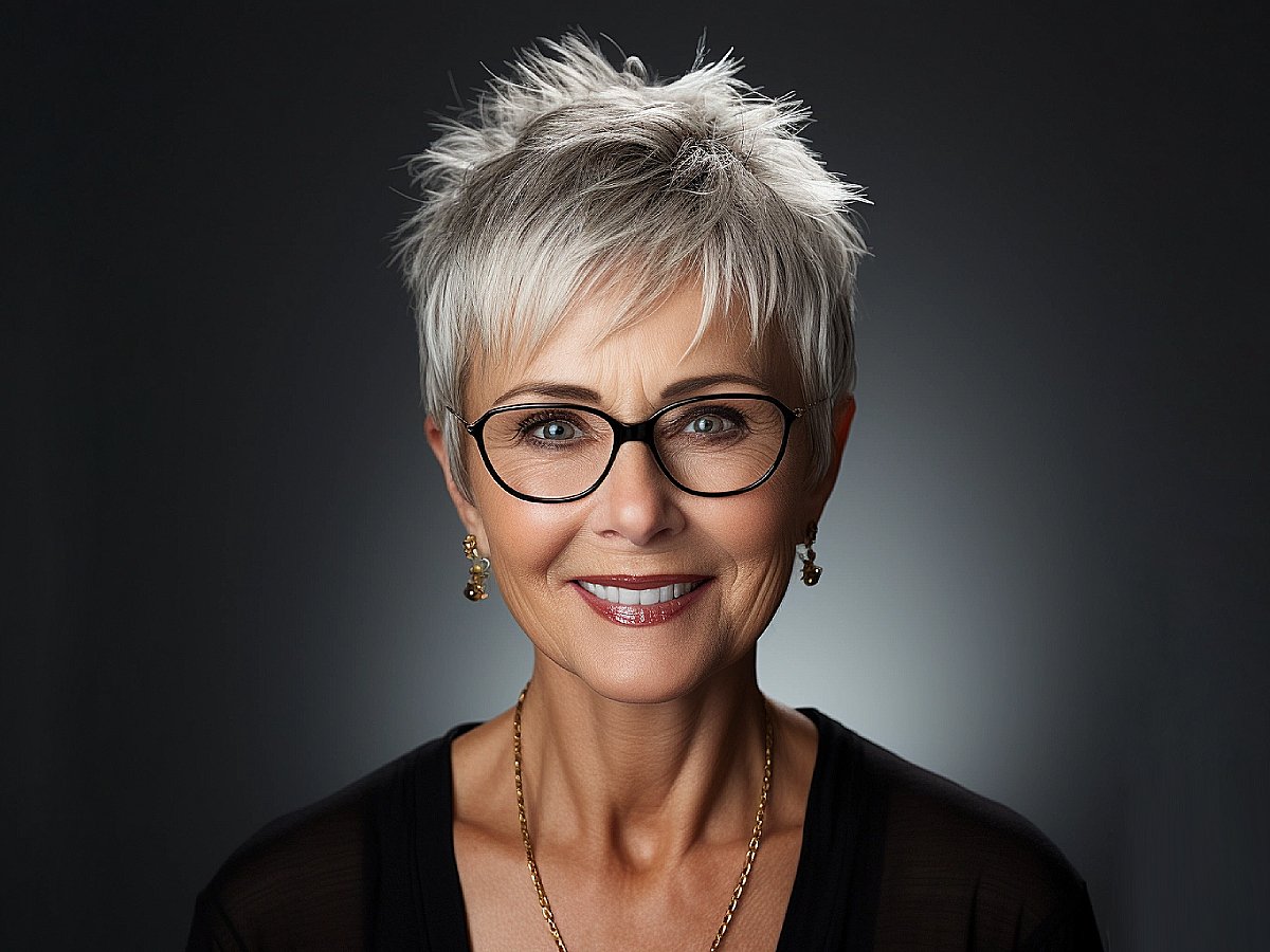 Short pixie cuts for over 50 with glasses