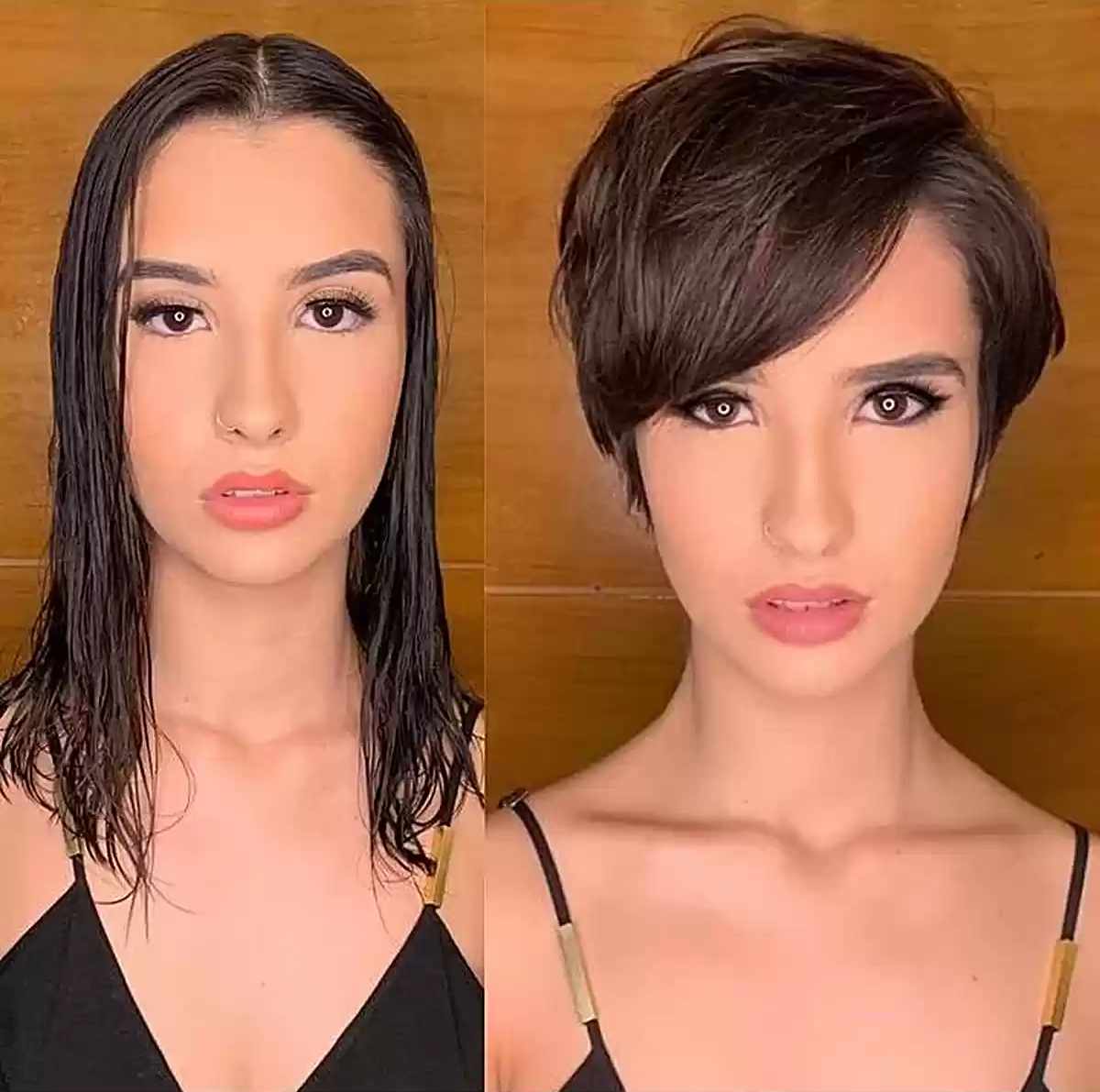 Short Pixie Hair with Heavy Side Part Bangs