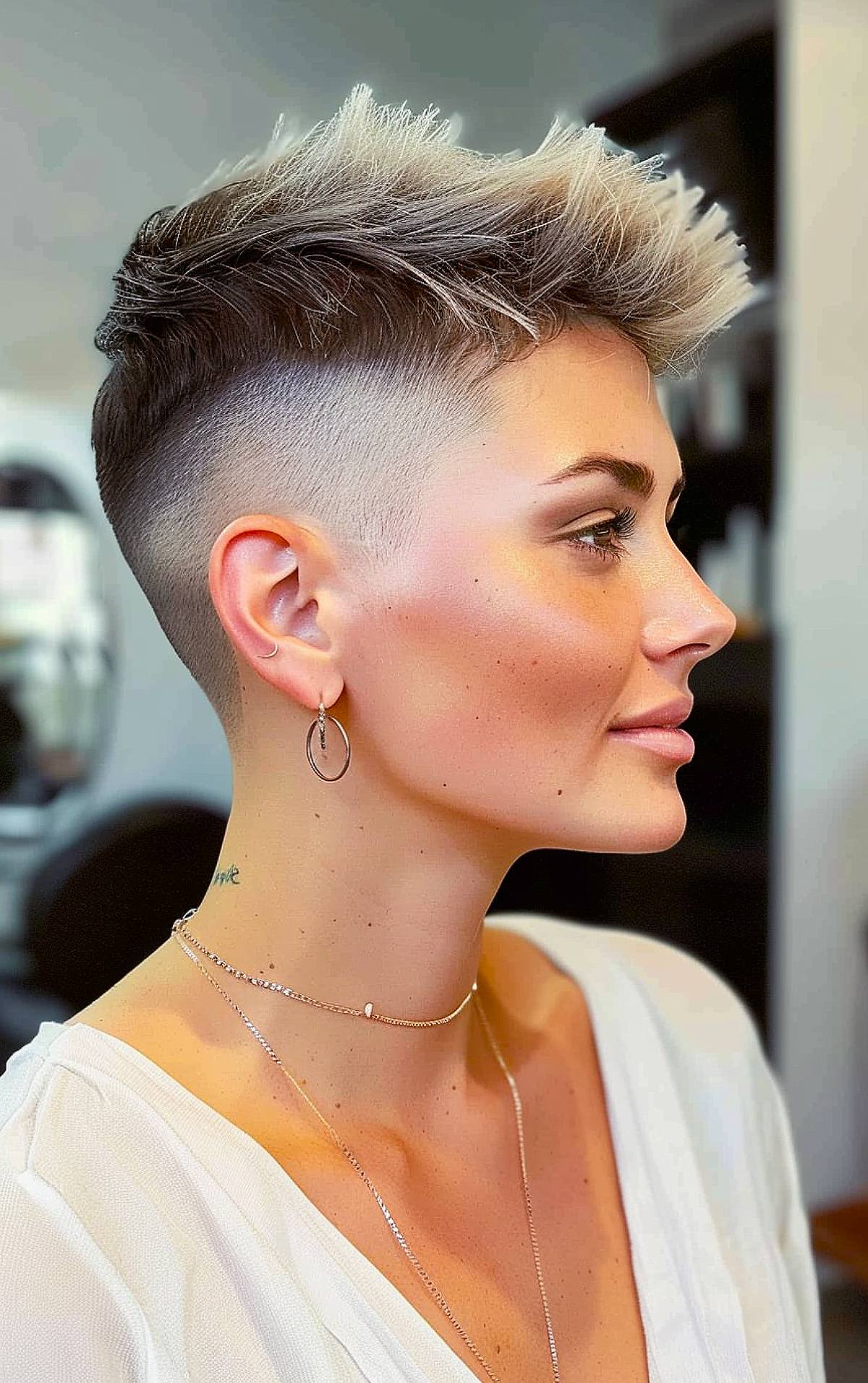 Short pixie haircuts with shaved sides for thick straight hair