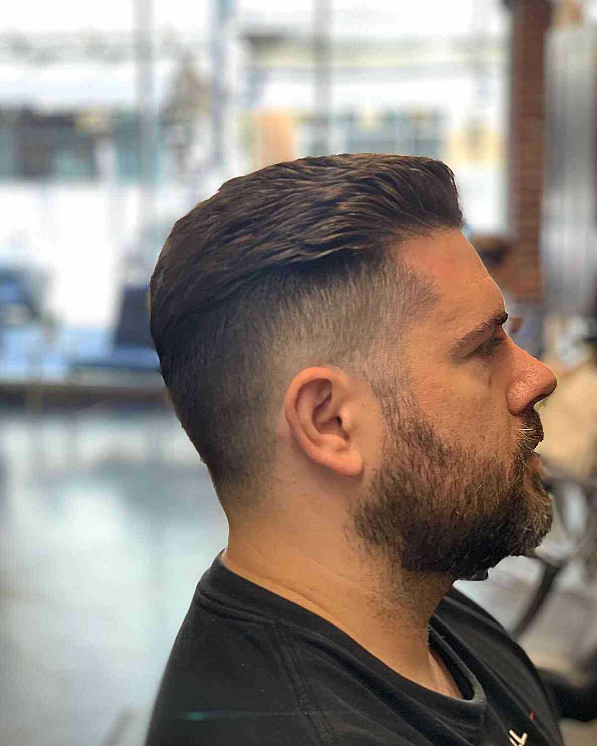 Short Pompadour with Faded Sides for Men