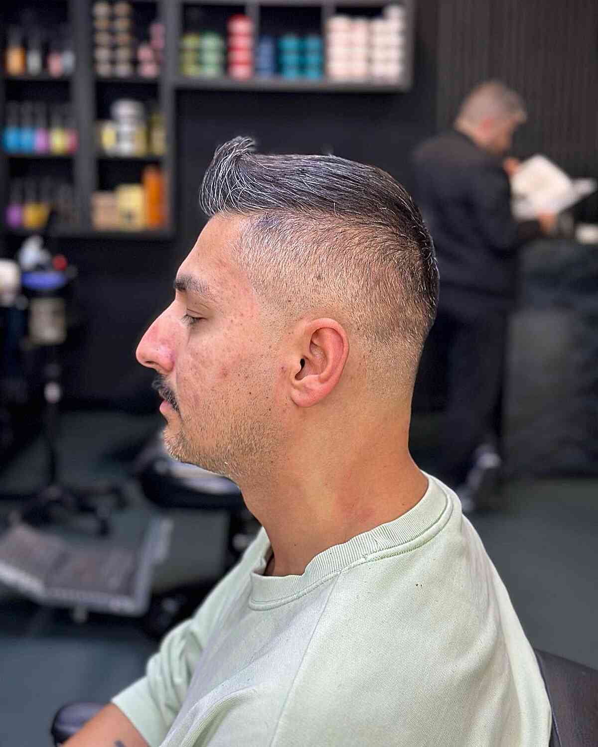Short Quiff with Faded Sides and Nape for Thin Haired Men