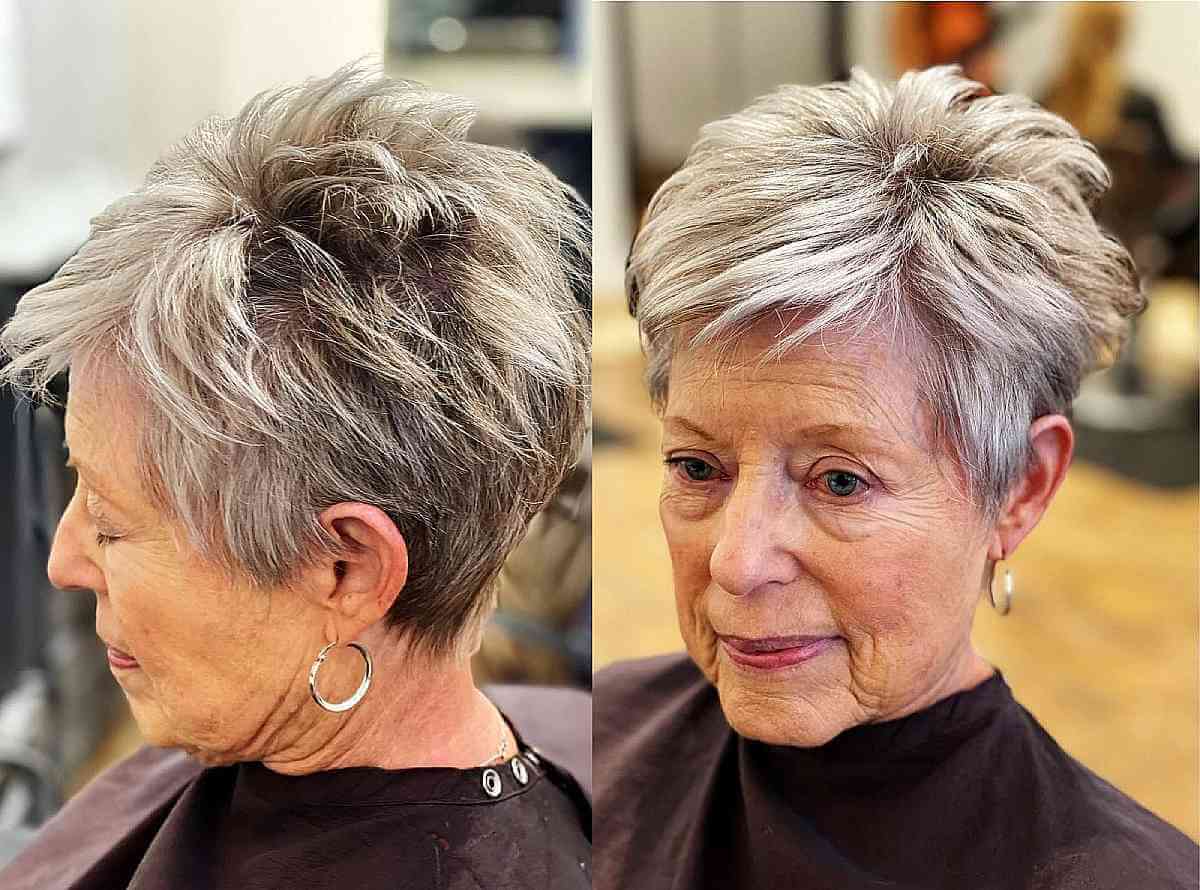 Short Razor Cut Pixie for Ladies Over 70 with thin hair