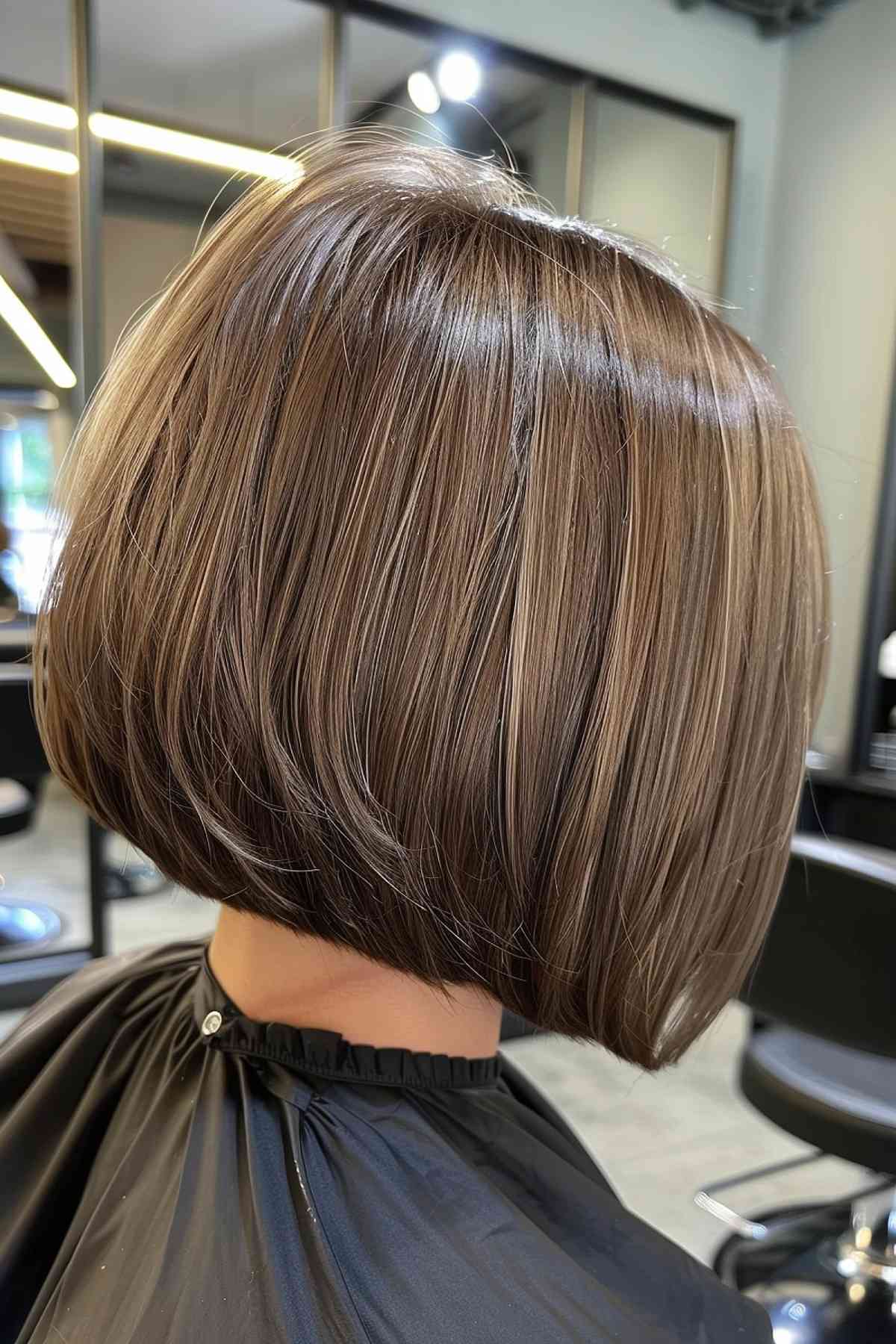 Short Rounded Angled Bob with Multi-Tonal Browns