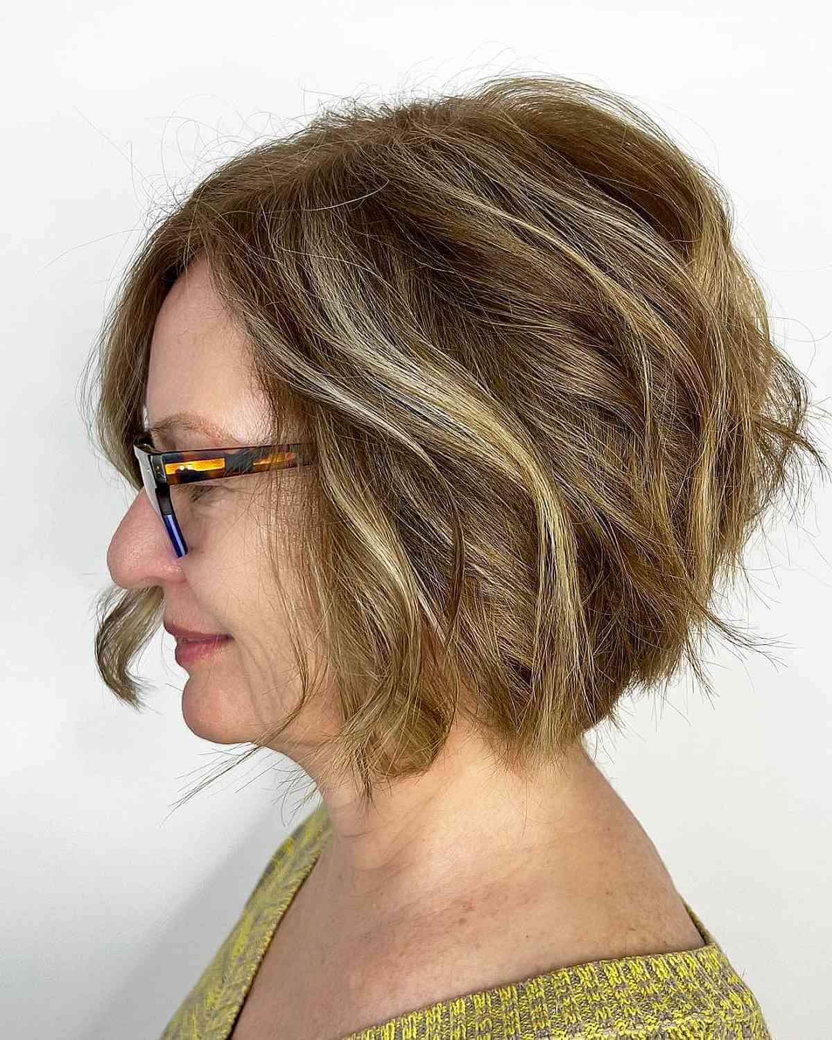 Short Sassy Stacked Bob for Women Over 60 with Thick and Wavy Hair