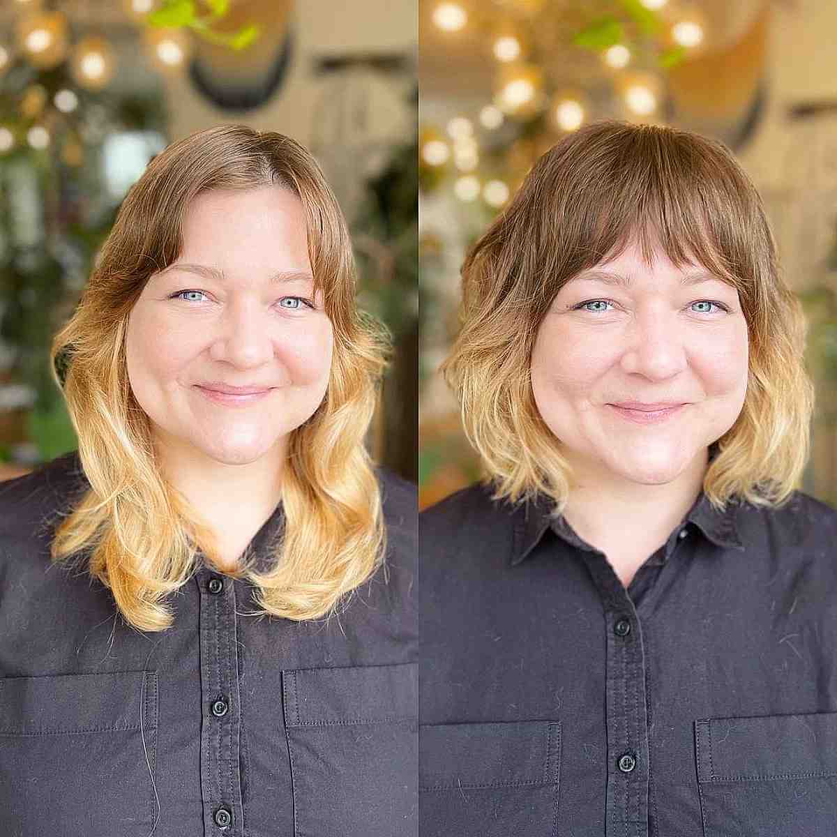 Cute Short Shag Haircut with Ombre for Round Face Shapes