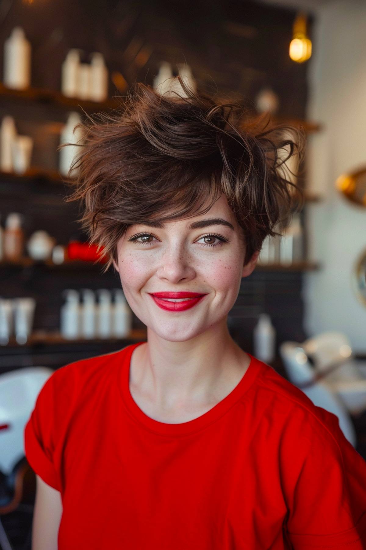 Short shaggy pixie hairstyle