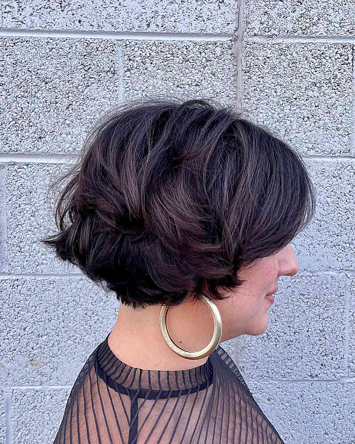 Short Side Part Feathered French Bob for Thick Hair