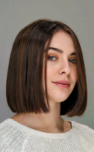 A Short Side-Parted Blunt Bob Haircut