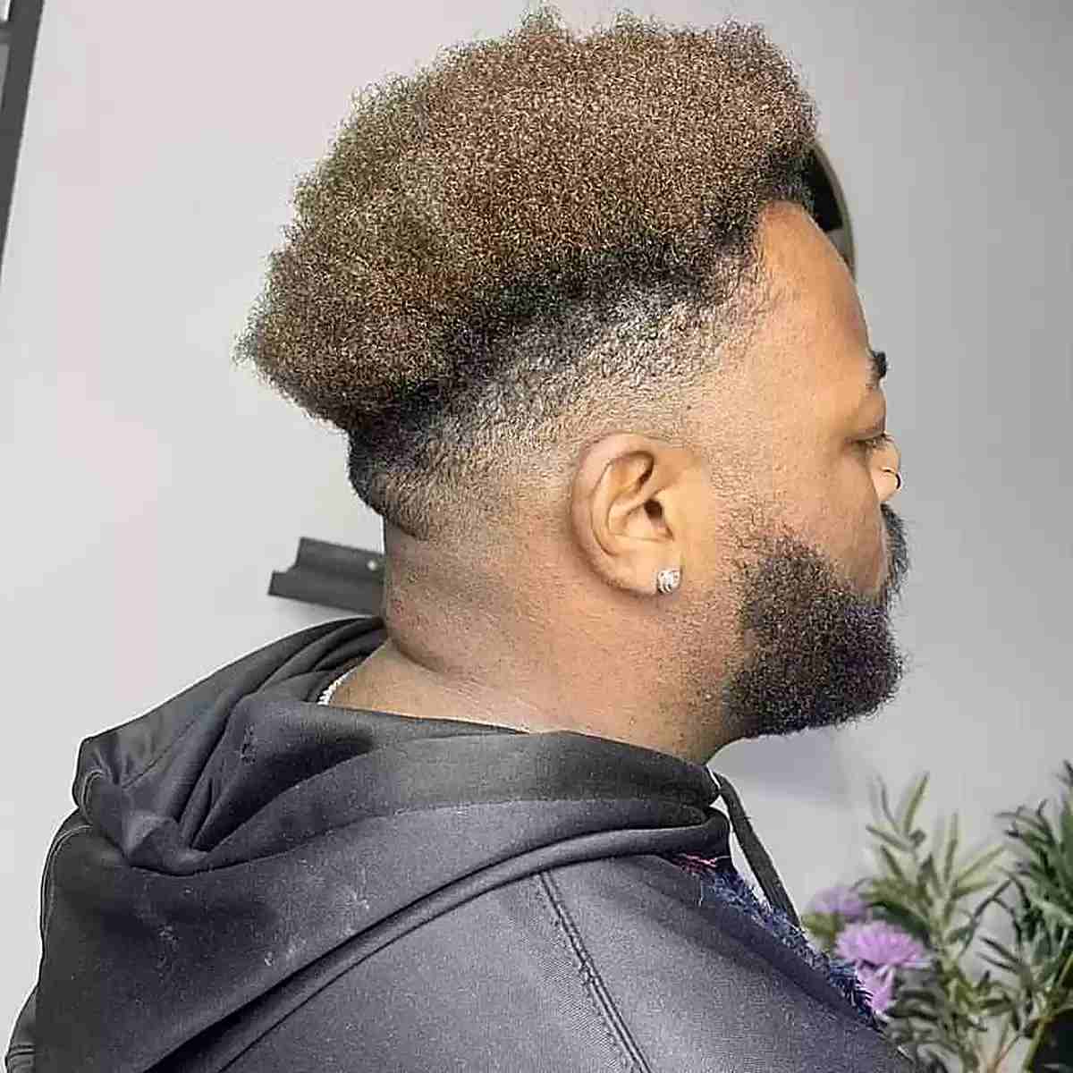 Short Sides Long Top for Frosted Curls for Black Men