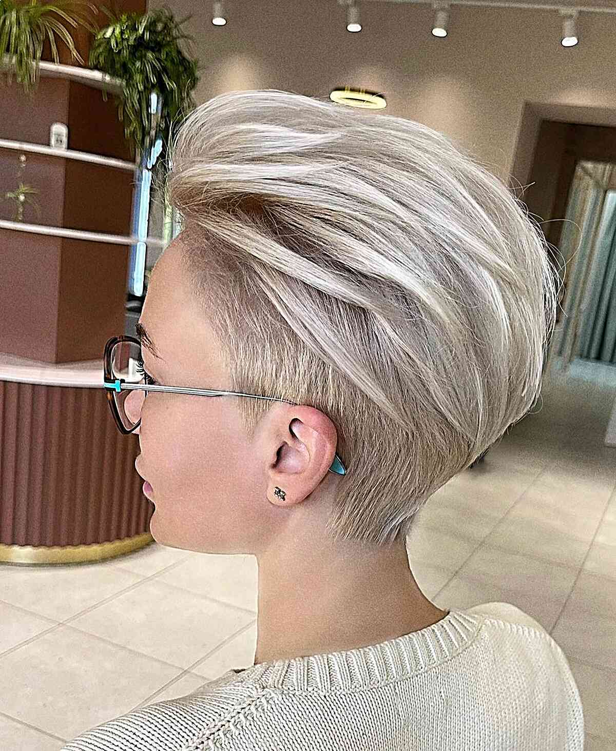 Short Slicked Back Layered Hair for Women with thick hair and a shaved nape