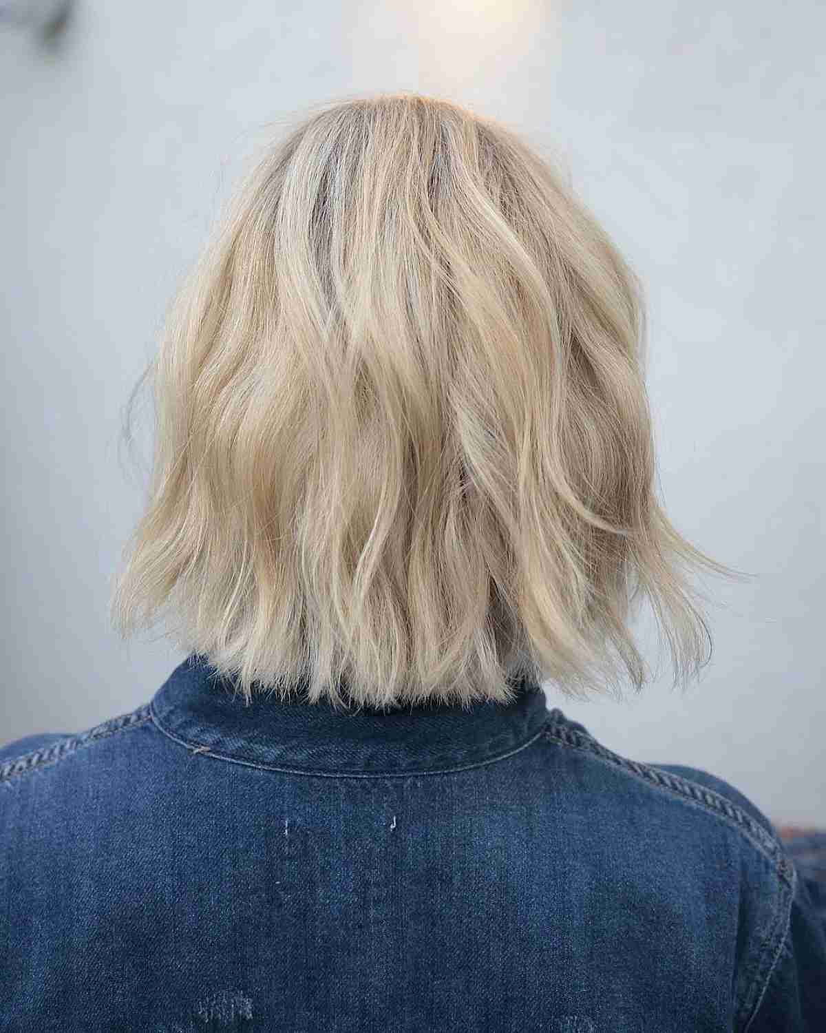 Short Soft Blonde Bob with Waves