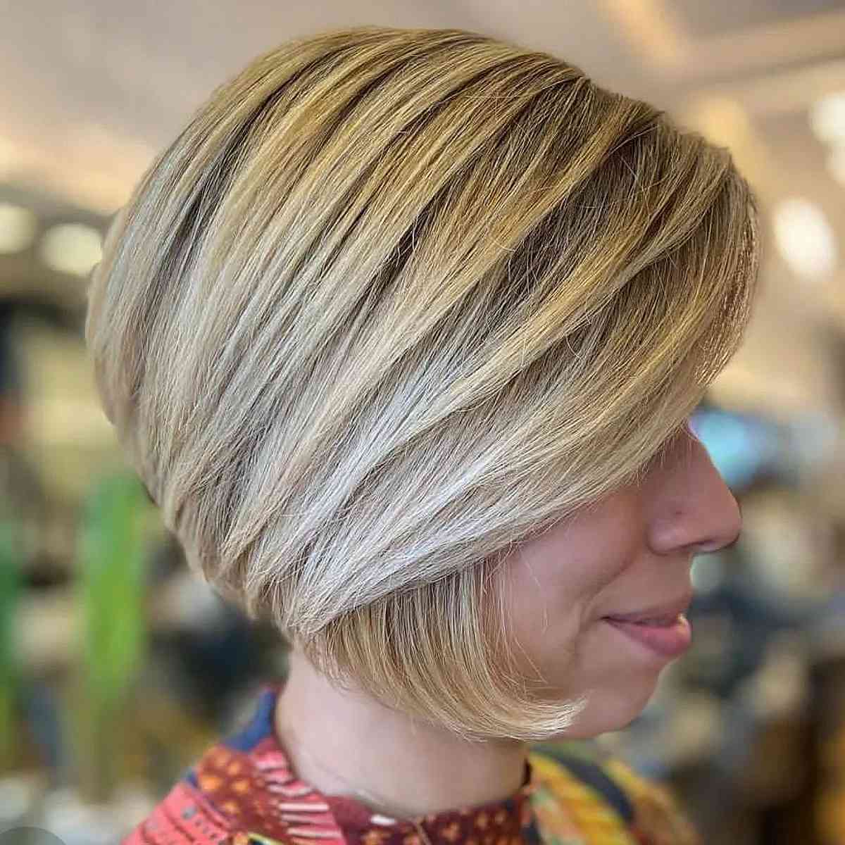 Short Soft Blonde Graduated Bob with Layers