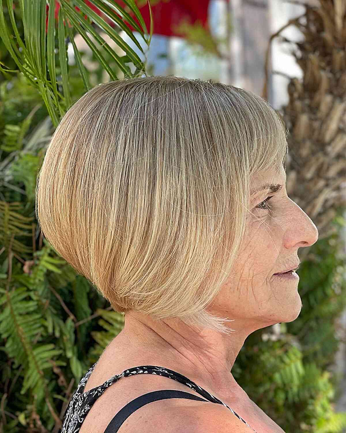 Short Softly Textured Bob with Fringe for Ladies 60 and Over with thin hair
