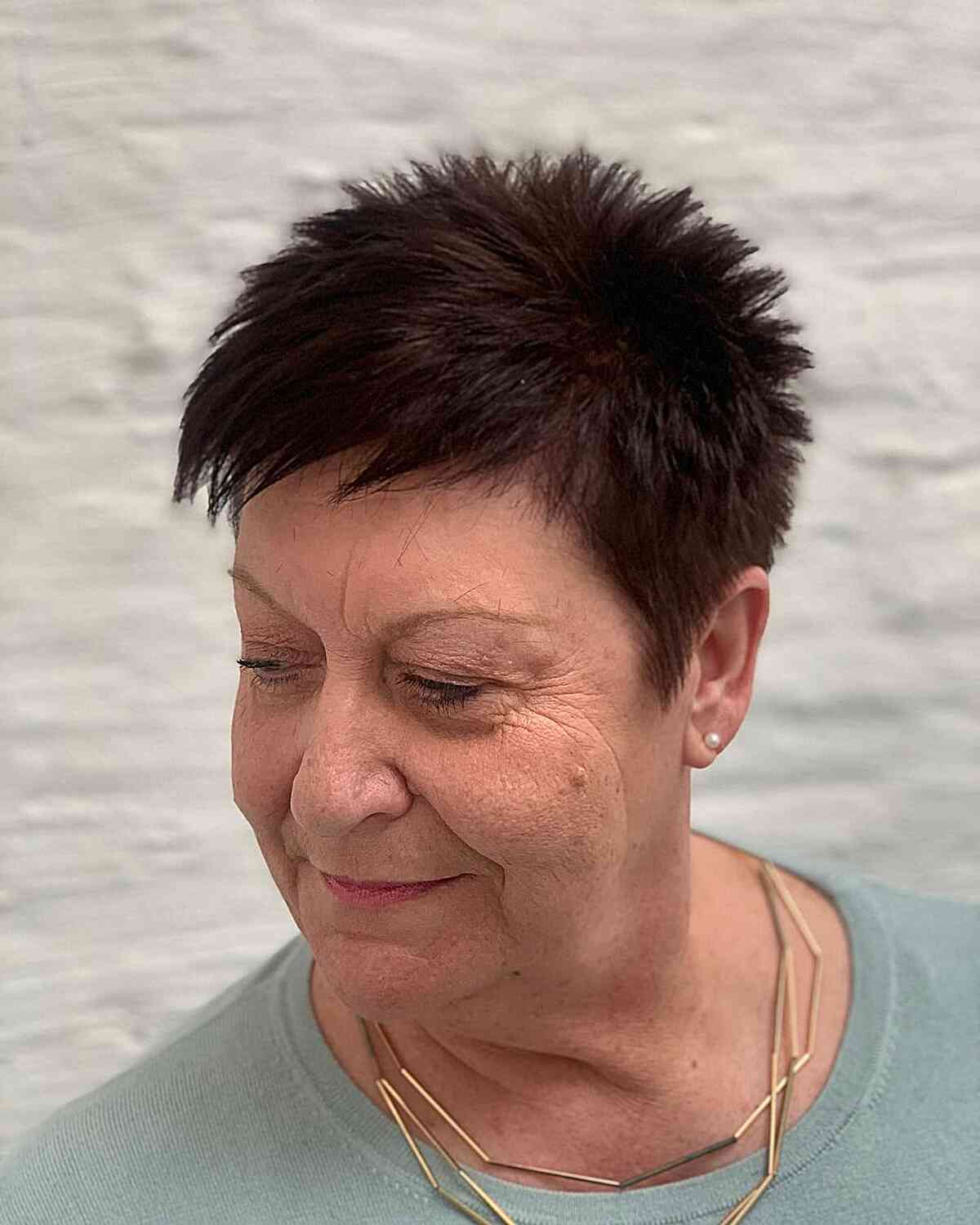 Short Spikiest Pixie Cut for older women with thin, colored hair