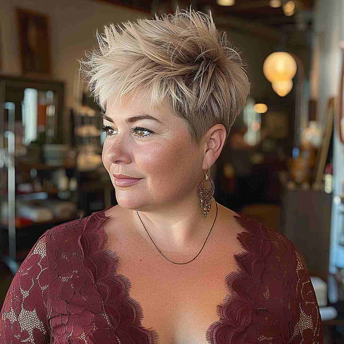 Short Spiky Haircut for Women with Round Faces