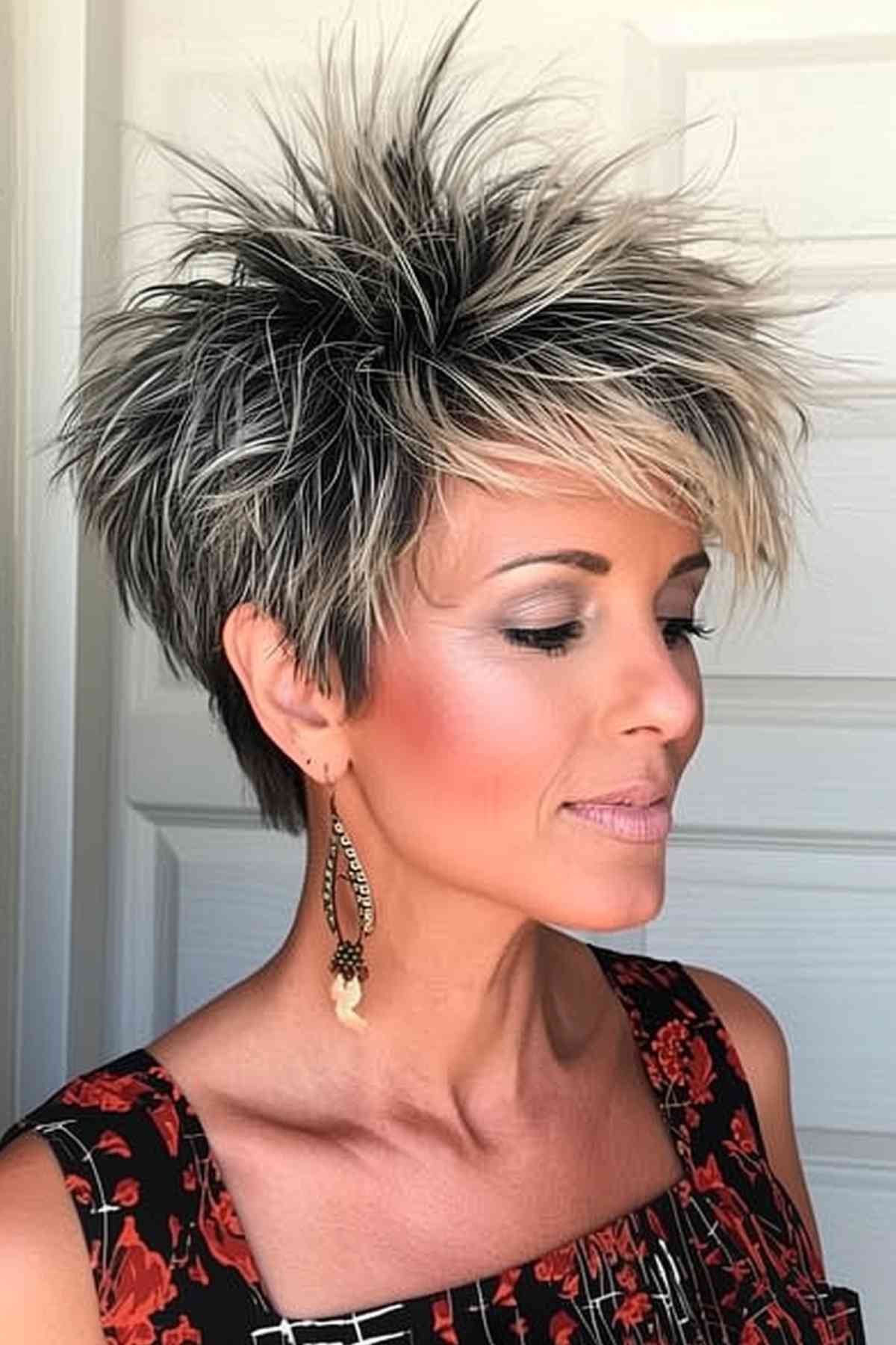 Short Spiky Mullet Hairstyle with Dark to Light Color Gradient