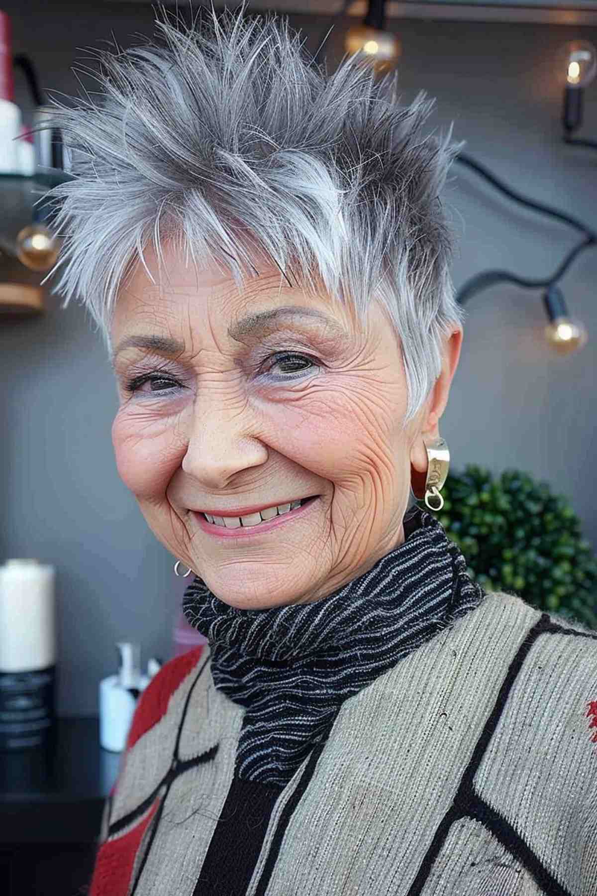 Short Spiky Pixie Cut for a Woman over 70