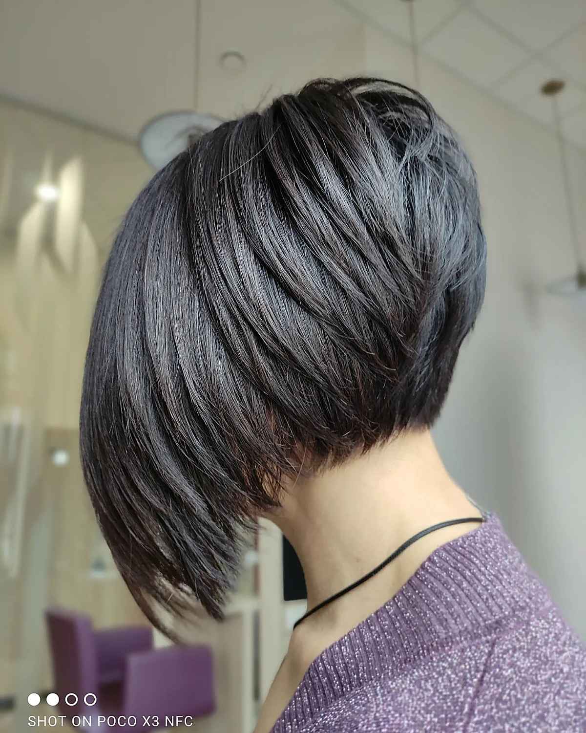 short stacked and layered inverted bob hairstyle