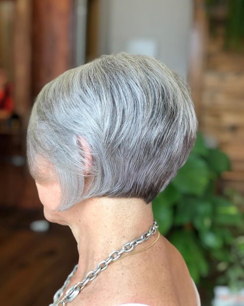 Short Stacked Bob on a 60 year old woman