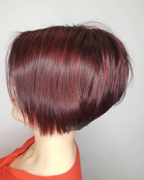 Cranberry Red Short Stacked Bob