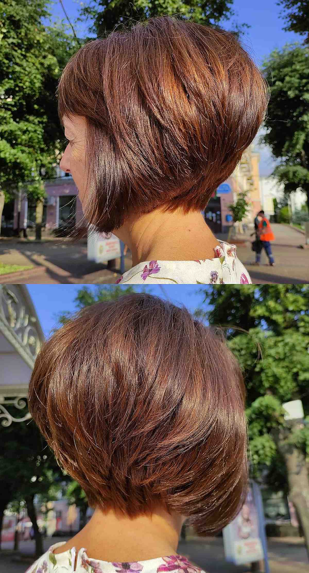 Short stacked bob for women 60 and up