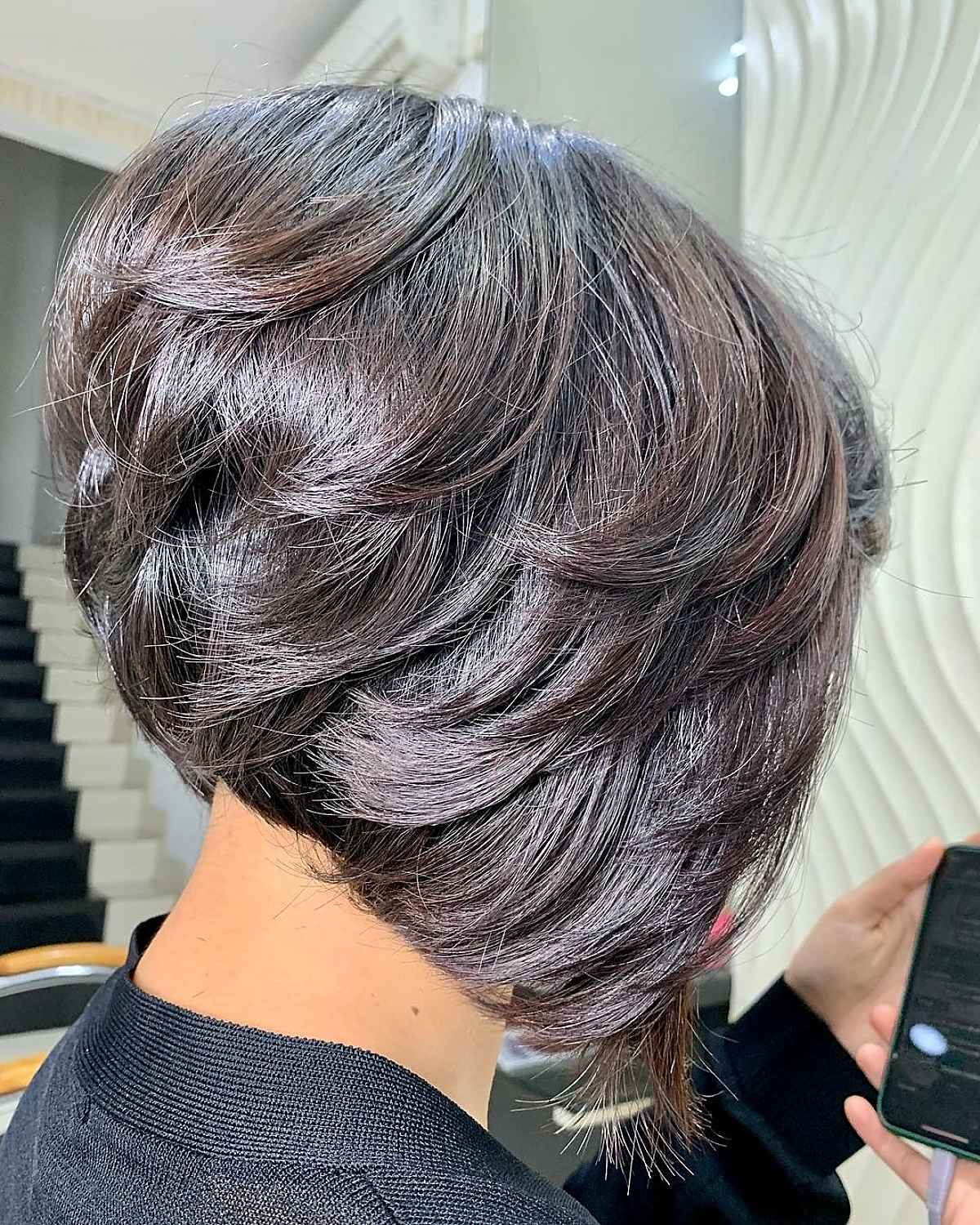 Short Stacked Bob with Swoopy Layers