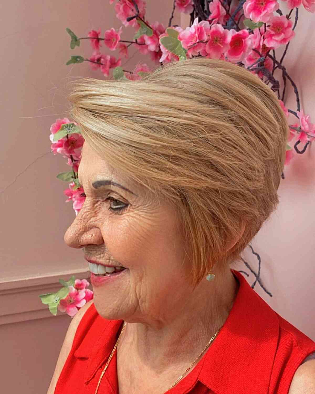 Short, Stacked Pixie Bob Haircut for Women Aged 60