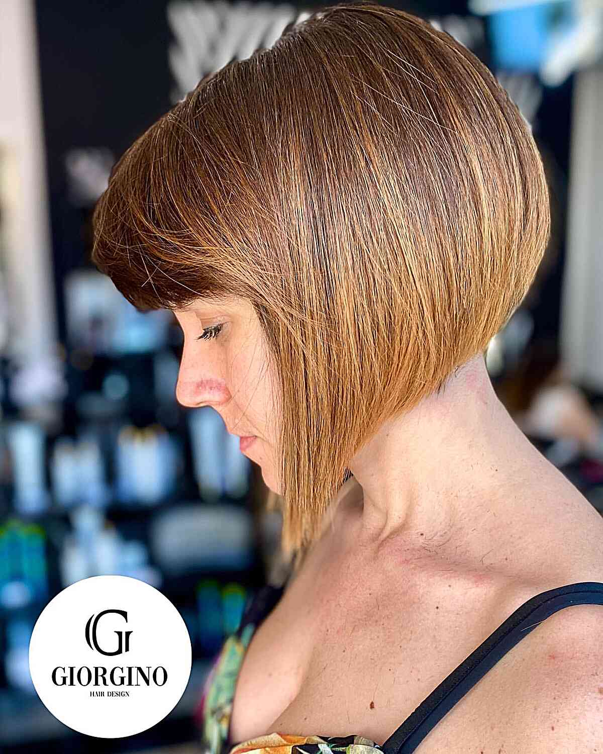 Short Straight Inverted Bob with Bangs