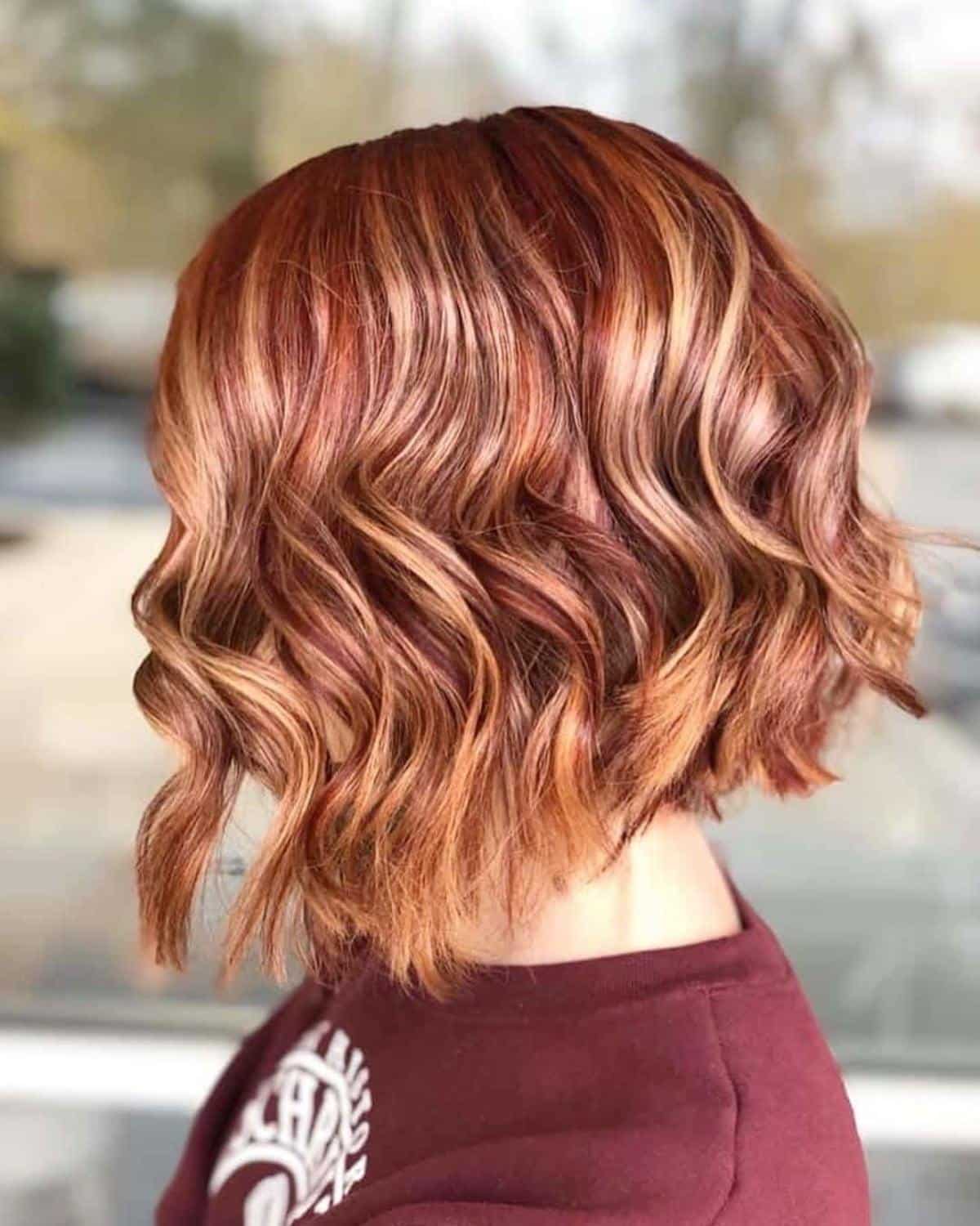 Short hair with caramel highlights