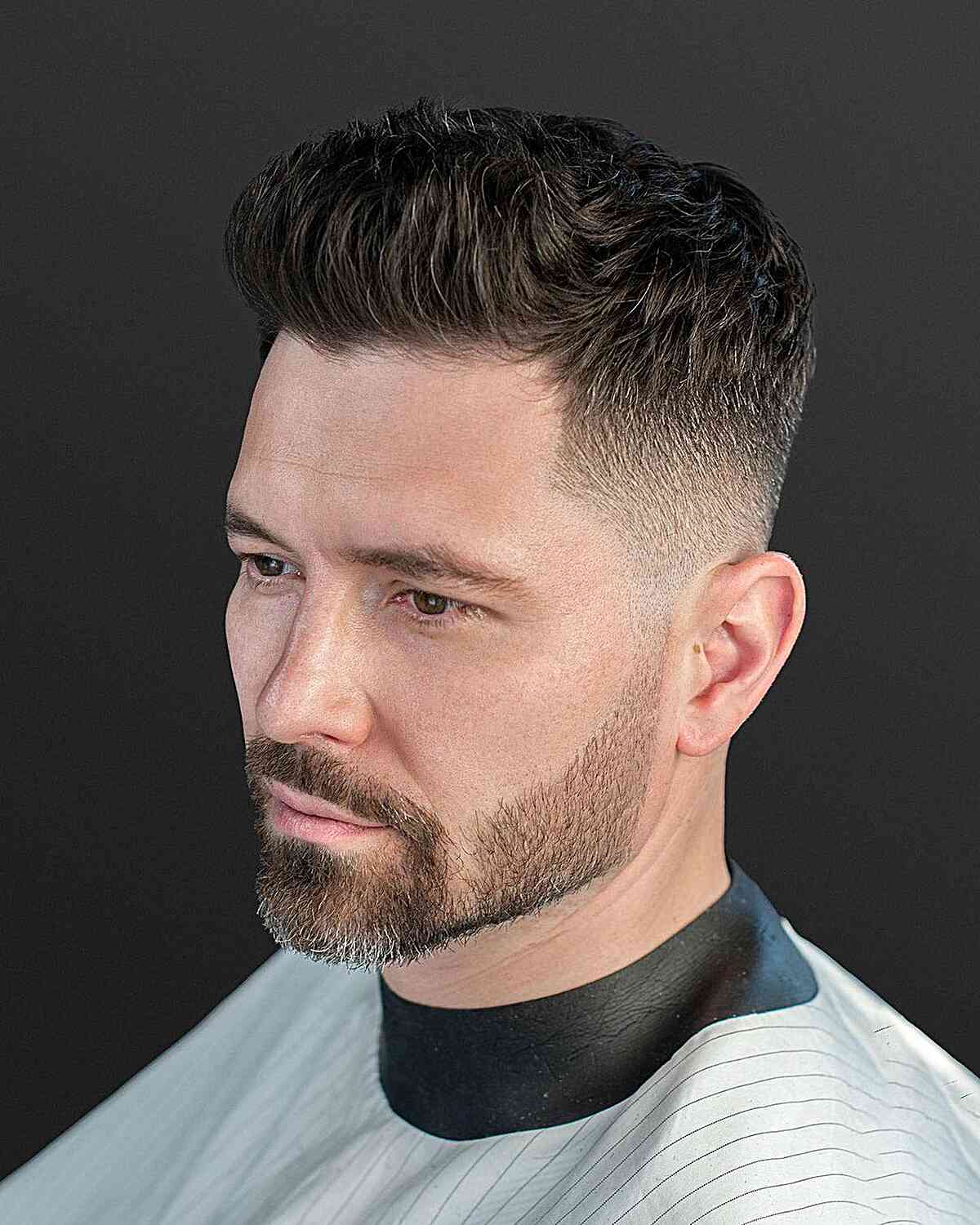 Short Swept-Up Fade Taper Haircut for Men