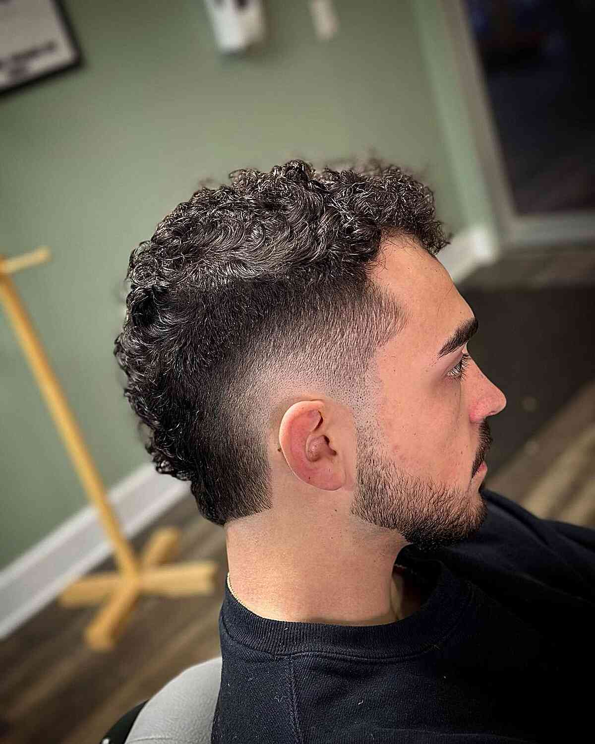 Short Tapered Burst Fade Curly Cut for Dudes