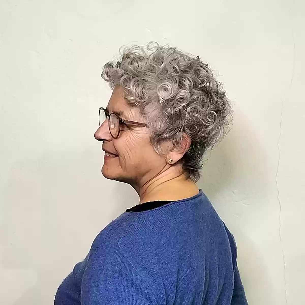 Short Tapered Curly Pixie for Older Ladies with Thin Locks