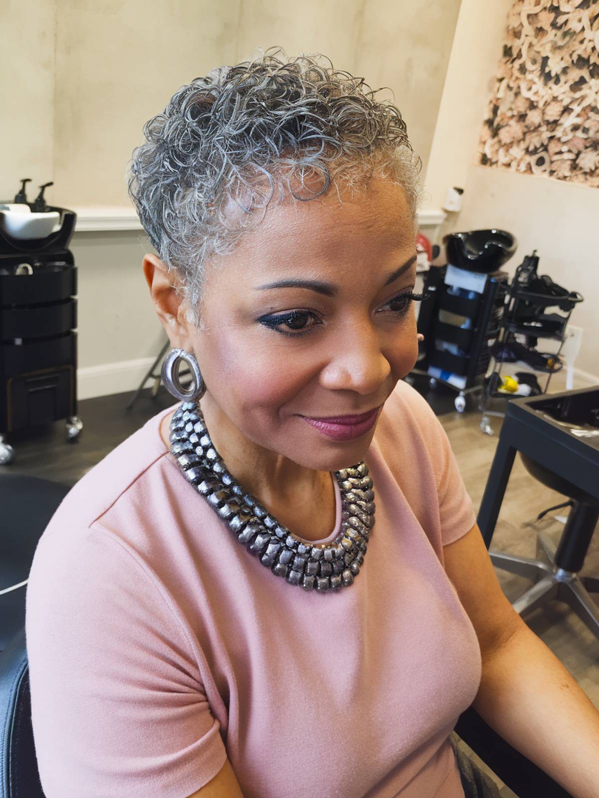 Short tapered fade natural haircut for black women over 60