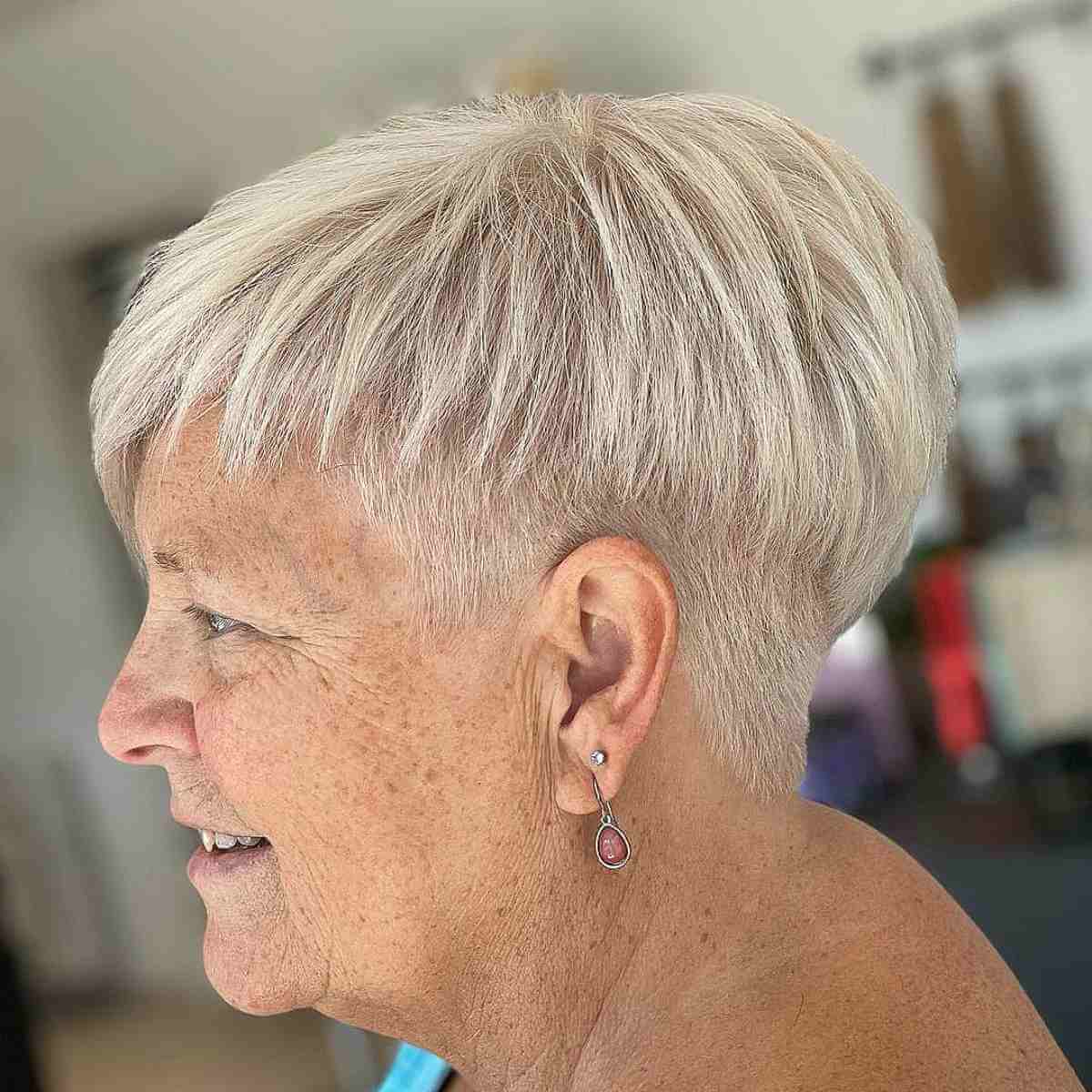 Short Tapered Pixie with Choppy Layers for Old Women